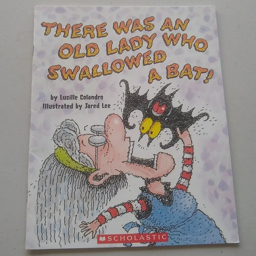 There was an Old Lady who Swallowed a Bat + Books + Shell + Pie Lucille Colandro